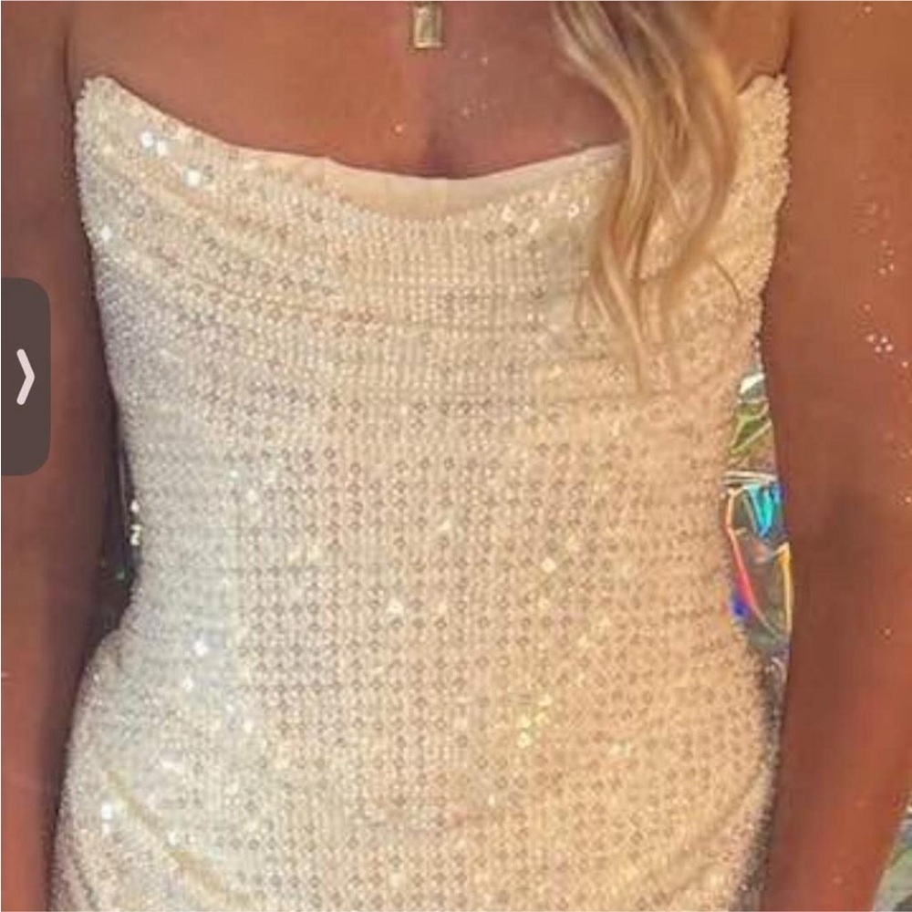 Oh Polly White Sparkly Corset Skirt Set - Picture 3 of 6
